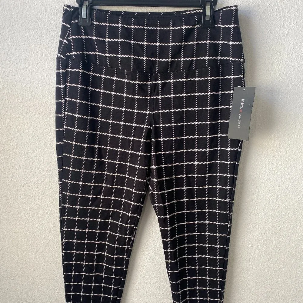 Intro Love The Fit seamless Tummy control Leggings plaid Black White Size PL - Picture 1 of 4